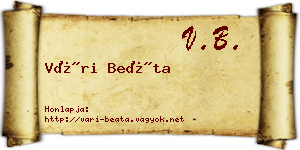 Vári Beáta névjegykártya